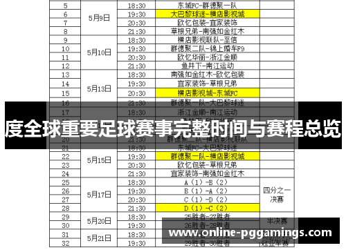 度全球重要足球赛事完整时间与赛程总览